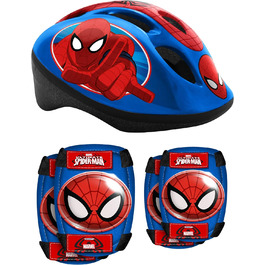 Дитячий шолом із регульованою талією, наколінники та налокітники Spiderman, синій