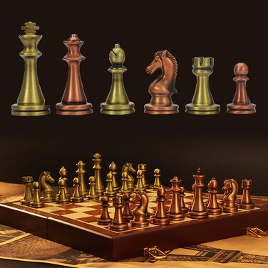 Шаховий набір MZSX з чистого металу: розкладні шахи для дітей та дорослих, подарунок на Новий рік