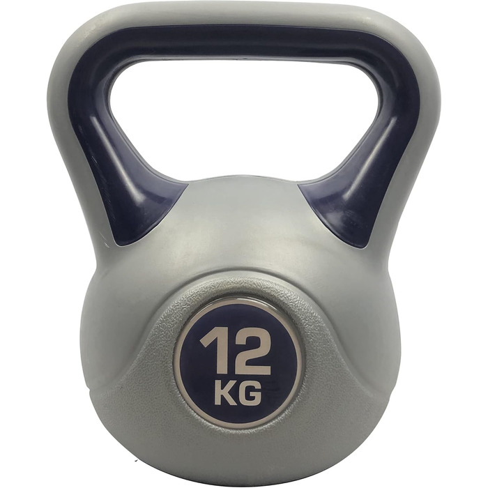 Гиря для фітнесу 12 кг, пластикова, Kettlebell, чорна