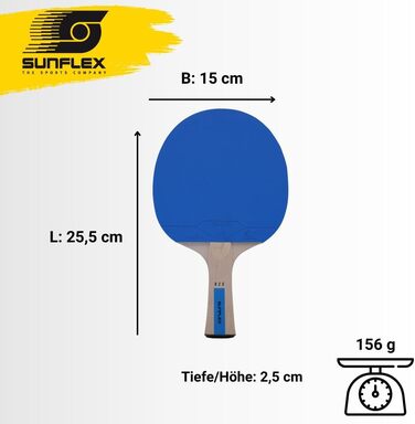 Sunflex Color COMP B25 ракетка для настільного тенісу, ITTF, легка, для початківців, синя накладка, хобі