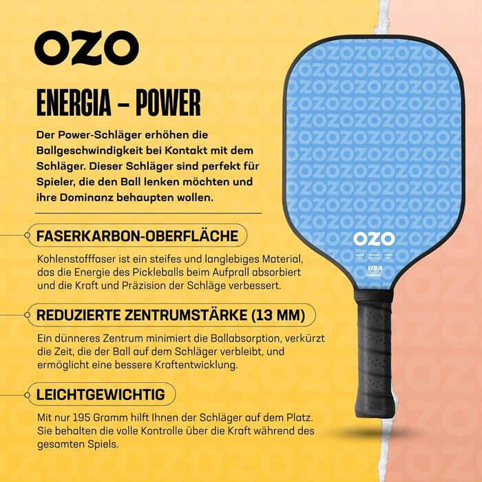 OZO ракетка для піклболу Power для початківців, біла