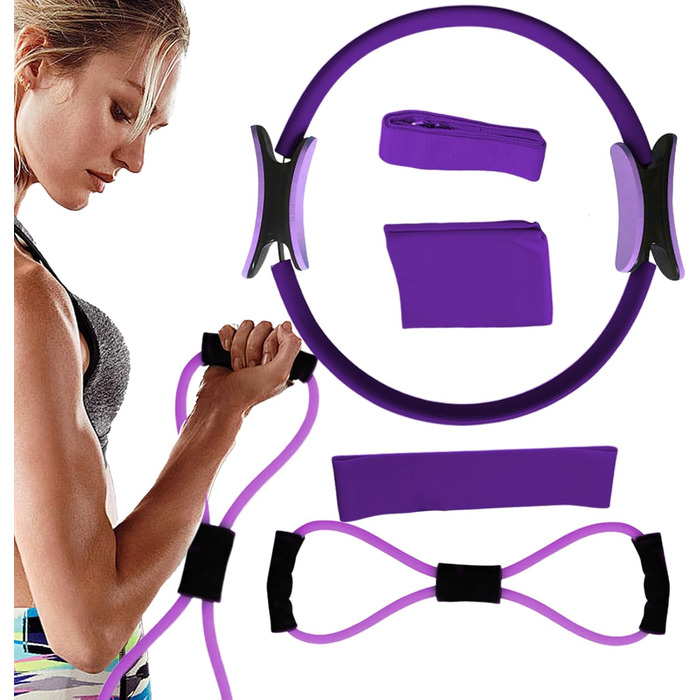 Набір кілець для пілатесу, фітнес-кільця для жінок, розвантажувальні кільця для грудей, ніг, рук та стегон, фіолетовий