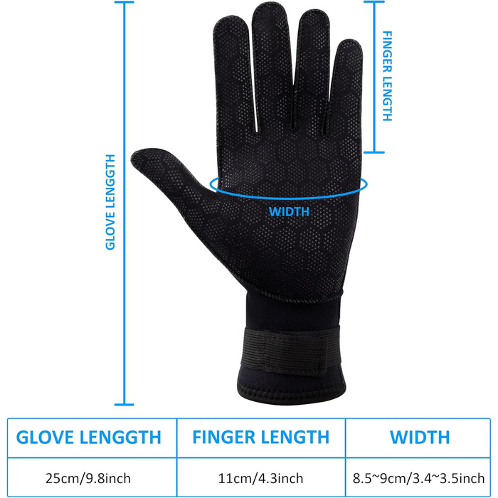 HOLEMZ Рукавички для дайвінгу 3 мм, неопренові рукавички для плавання, чорні, еластичні, регульовані, для водних видів спорту, серфінгу, снорклінгу, плавання, чоловічі, жіночі