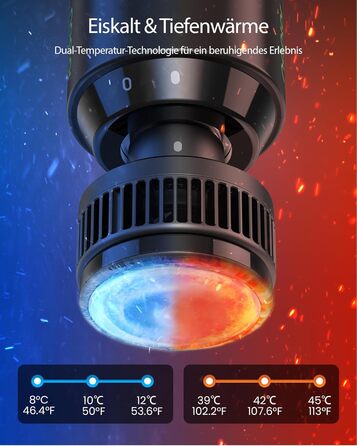 Масажер для тіла з охолодженням та підігрівом, тихий масаж глибоких м'язів проти болю в шиї та спині, LCD дисплей, ергономічний ручний масажер для дому та фітнесу, з сумкою