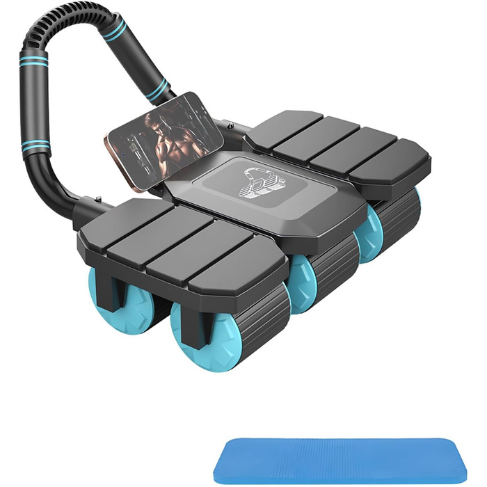 Автоматичний ролик для пресу з функцією відскоку та 6 колесами, тренажер для пресу, Core Trainer, 150 кг, з тримачем для телефону