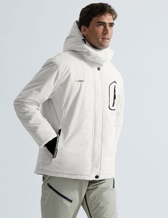 Куртка гірськолижна чоловіча GEMYSE, водонепроникна, вітронепроникна, з підкладкою, зимова, з капюшоном, для спорту, відпочинку, активного відпочинку (біла, XXL)