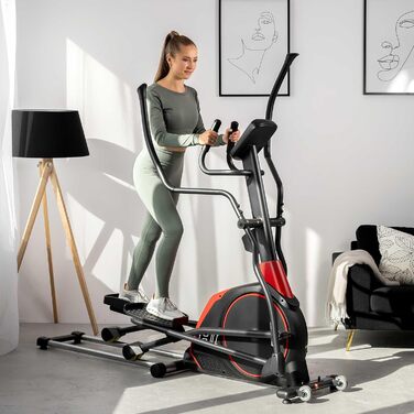 Еліптичний тренажер Hop-Sport HS-095CF з підкладкою, 30 кг маховик, максимальна вага користувача 135 кг, чорний