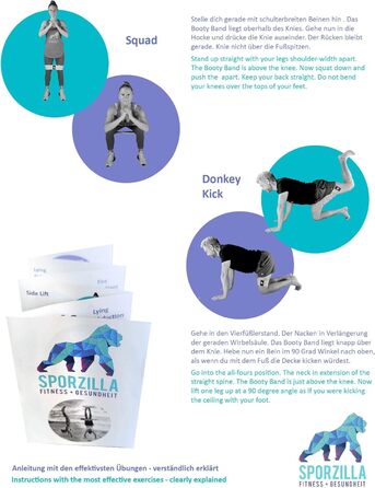 Спортивні еластичні стрічки Sporzilla® Booty Band для тренування сідниць - Набір фітнес-стрічок для будь-якого рівня: реабілітація, досвідчені та професіонали