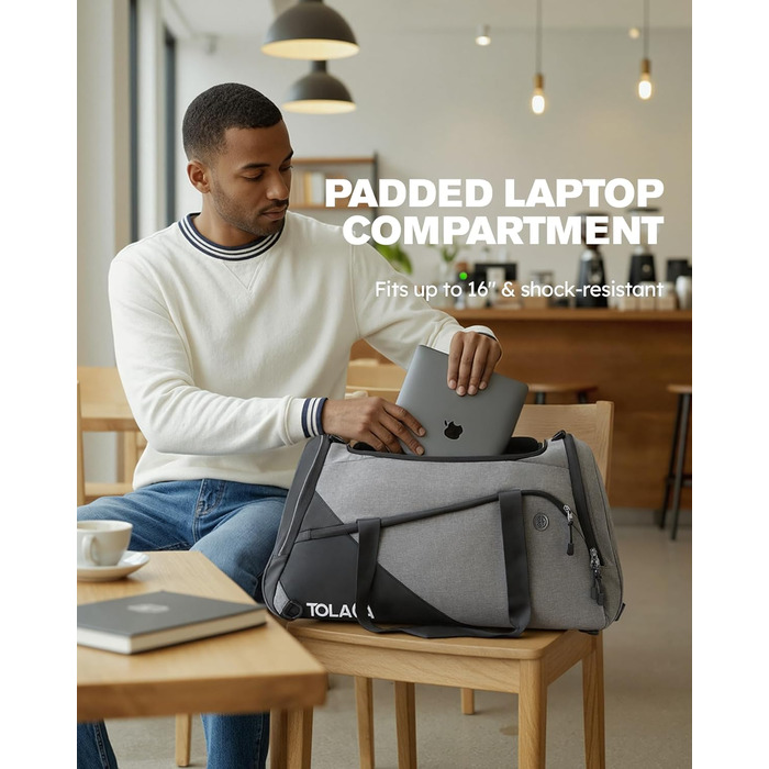 Спортивна сумка Tolaccea 47L з відділенням для взуття та мокрих речей - рюкзак, сумка для подорожей, фітнесу, тренувань (Сірий)