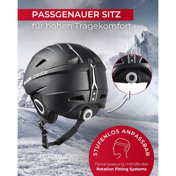 Чорний гірськолижний шолом Kitzbühel I - дихаючий, регульований, з полікарбонату, для чоловіків та жінок