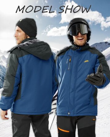 Зимова куртка KEFITEVD для чоловіків: водонепроникна, тепла, з капюшоном, softshell, флісова, розмір M, колір джинсовий блакитний