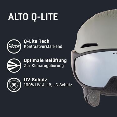 Шолом гірськолижний Alpina Alto Q-LITE з візором S, moon-grey matt (51-55 см)