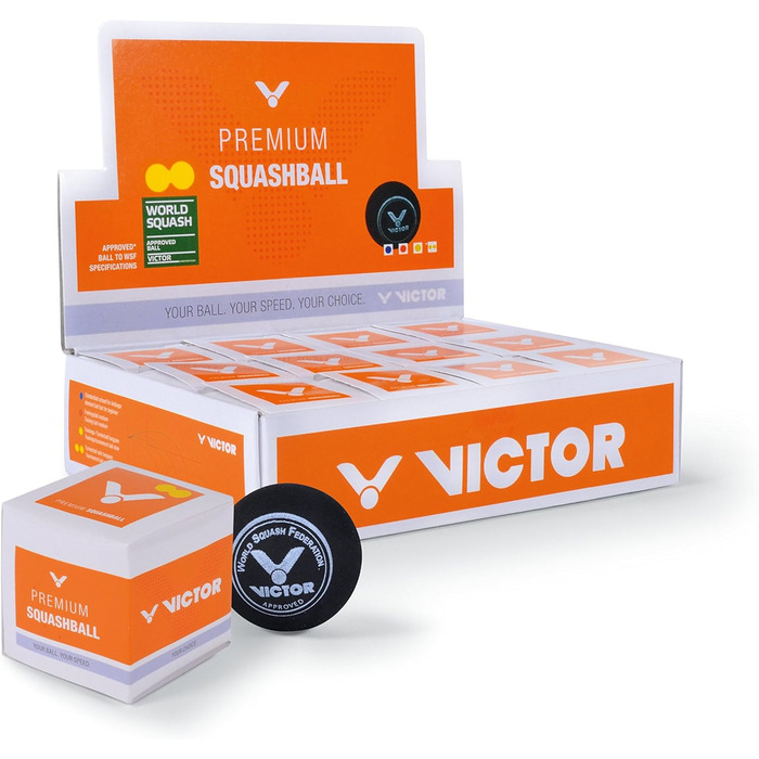 М'ячі для сквошу VICTOR Double Yellow, 12 шт., для професіоналів