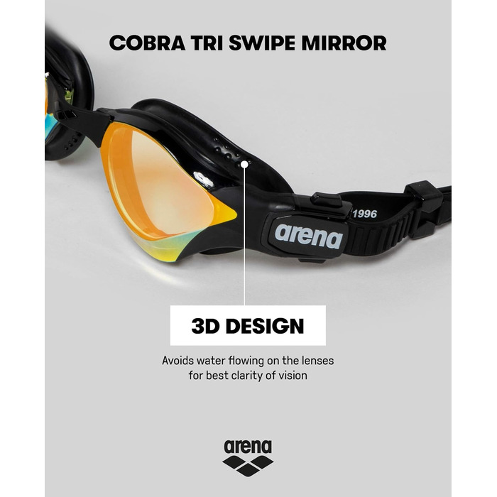 Окуляри для плавання ARENA Cobra Tri Swipe Mirror унісекс, жовті, універсальний розмір