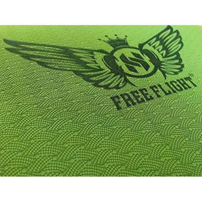 Килимок для йоги та фітнесу Free Flight, нековзкий, професійний, з отворами для підвішування, екстра товстий 1,5 см, висока щільність, SGS сертифікат, зелений, 183×61×1,5 см