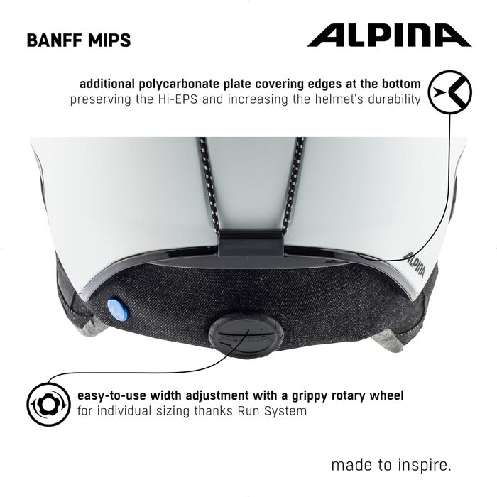 ALPINA Banff MIPS — легкий лижний та сноуборд шолом з індивідуальним налаштуванням, посилений захист від ударів, оптимальна вентиляція