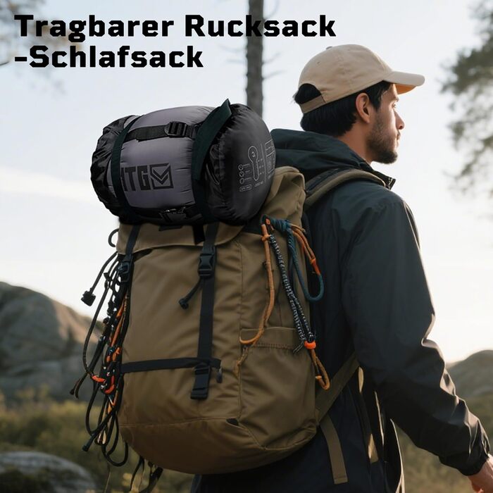Тактичний спальний мішок 4 сезони 1TG Ranger Green (Black) для кемпінгу, трекінгу та подорожей (до 185 см)