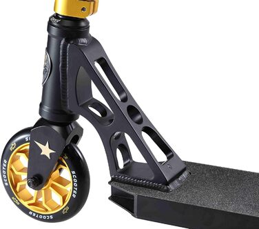 Трюковий самокат STAR SCOOTER Pro Sport 120мм, алюмінієвий, HIC, для дітей від 7 років і дорослих, чорний/золотий