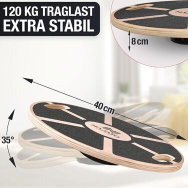 Дерев'яна баланс-платформа для тренування рівноваги з ручками – чорна