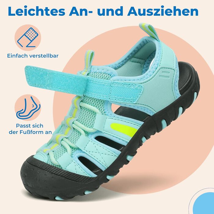 Сандалі дитячі Saguaro закриті трекінгові для хлопчика, літні, для активного відпочинку, розмір 29 EU (бірюзові)