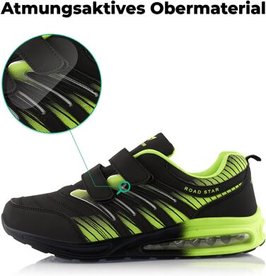 Кросівки для бігу жіночі та чоловічі з амортизацією, спортивні, легкі (42 EU, Чорний/Зелений)