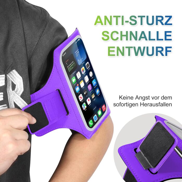 Спортивний браслет для телефону EOTW Joggen: зручна підставка для iPhone/Samsung (5.5-6.0 дюйми) з кишенькою для AirPods