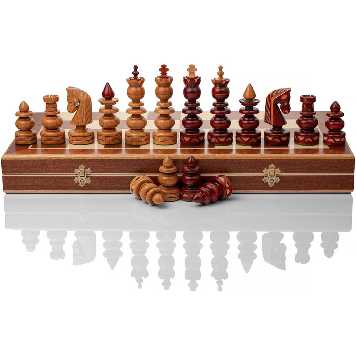 Шахи Master of Chess Luxus BIZANT 59 см – інтарсія з дерева, класичний набір, ручна робота, фігури з вишні