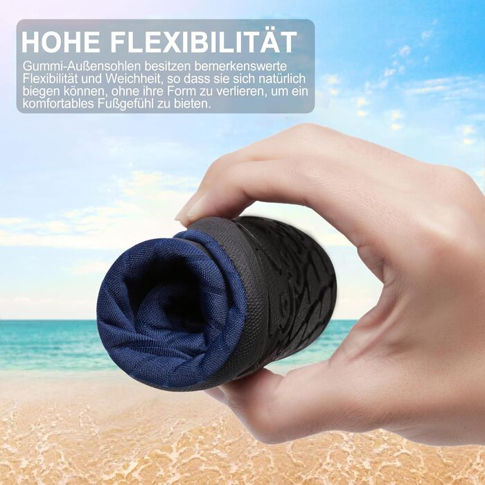 Водні черевики для плавання та відпочинку на пляжі - чоловічі та жіночі (43 EU, сині смужки)