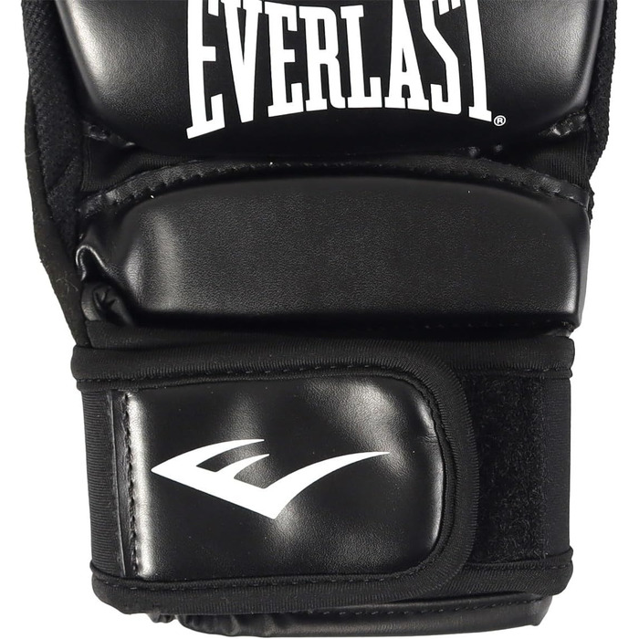 Тренувальні рукавички Everlast Core Everstrike MMA, чорні – для пращок та спарингу, гнучкі зони, посилені зап'ястя, подвійний липучковий замок – оригінальне обладнання Everlast, розмір M