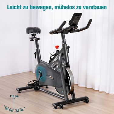 Стаціонарний велотренажер з магнітним опором, підтримкою додатків, тихим індоор-велосипедом для дому, LCD-дисплеєм, тримачем для планшету та зручним сидінням