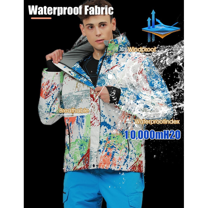 Чоловічий зимовий костюм для сноубордингу та катання на лижах, водонепроникний та вітронепроникний, теплий, для туризму та альпінізму, розмір M, колір чорний