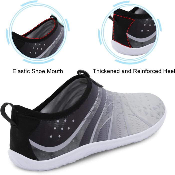 Водні шкарпетки Spesoul для жінок та чоловіків: дихаючі, швидковисихаючі, м'які, для хаду, піших прогулянок, плавання, пляжу, серфінгу, йоги, спорту (38.5/40.5 EU, Al Jiao Blgrey)