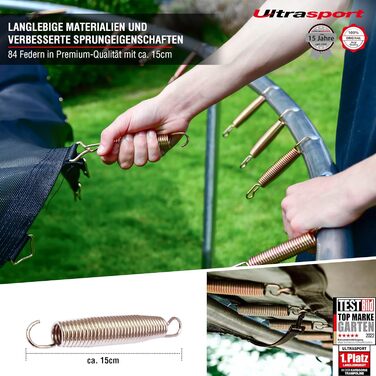 Трамплін Ultrasport Uni-Jump Outdoor для дітей: Ø 140-460 см, до 150 кг, з сіткою, захистом та комплектом для монтажу