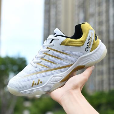 Кросівки для гандболу чоловічі та жіночі: дихаючі, з антиковзким покриттям, для тренувань та змагань, білі, золоті, 38 EU