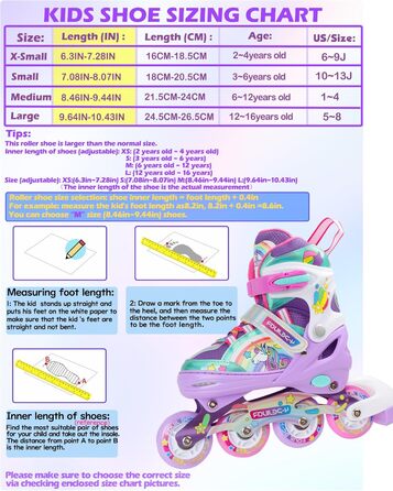 Інлайнери для дівчаток Einhorn: регульовані ролики з підсвічуванням, розмір S (30-33), фіолетовий колір