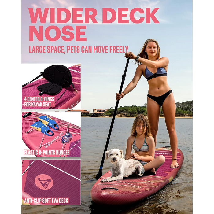 Надувне SUP-борд Skatinger для йоги та катання, 28.9 x 86.4 x 15.2 см, з рюкзаком 1600D, 6 D-кільцями та центральною американською плавником, метеоритний червоний