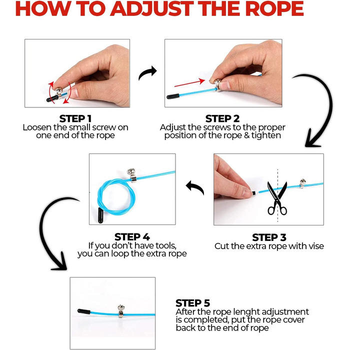 Скакалка Edifit для фітнесу, боксу та тренувань вдома, 3 метри, регульована ручка 165 мм, червоно-чорний