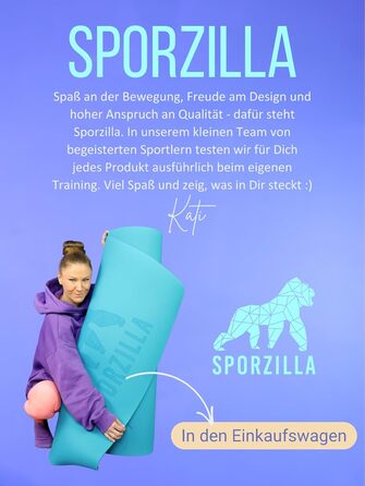 Килимок для йоги Sporzilla XXL 200x100 см, 8 мм, нековзкий, екологічний, з лініями та сумкою, для фітнесу та спорту, Lagoon
