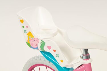 Дитячий велосипед Peppa Pig 14 дюймів з допоміжними колесами, кошиком і сидінням для ляльки, для дітей 4-6 років, кольоровий