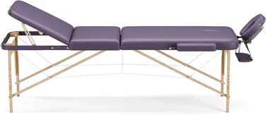Мобільний масажний стіл Beltom® 195 x 70 см, 3 зони, складний, для косметології та масажу, чорний (фіолетовий 180x56 см)