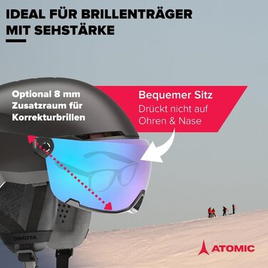 Гірськолижний шолом ATOMIC Savor Visor Stereo з візором, чорний, розмір 59-63, максимальна амортизація, вентиляція Aircon, дзеркальне покриття