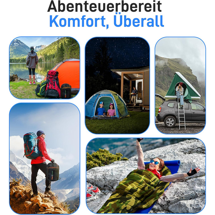 Спальний мішок SereneLife для кемпінгу - теплий, водонепроникний, для зимового відпочинку, діапазон температур -15°C до 12°C, компактний, з компресійним мішком та подушкою, камуфляж