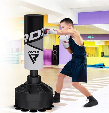 Дитячий боксерський мішок RDX 4FT із стійкою, сірий, для боксу, кікбоксингу, MMA, з тренувальними рукавичками, для дому та спортзалу