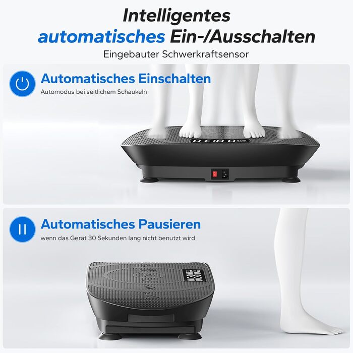 Вібраційна платформа MERACH для тренувань всього тіла, побудова та формування м'язів, автоматичне регулювання швидкості, Bluetooth-динамік, чорний