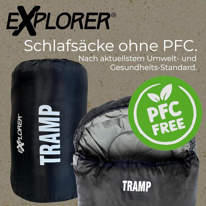 Сплячий мішок EXPLORER® Tramp -9°C, 3 сезони, 230x80x55 см, 1300 г, для кемпінгу, трекінгу та подорожей