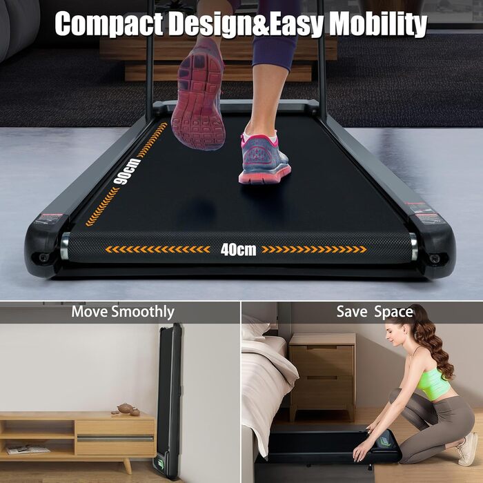 Біговий доріжка AiQInu для дому, 2.5HP, Walking Pad з пульт дистанційного керування, LED-дисплеєм та Bluetooth, регульований стіл для дому та офісу, швидкість 2-8 км/год (110*46*96 см)