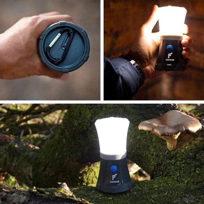 LED кемпінговий ліхтар IPX7, водонепроникний, плавучий, ударостійкий, портативний, на батарейках, 4 режими освітлення (вкл. SOS), вбудований карабін, легкий та компактний