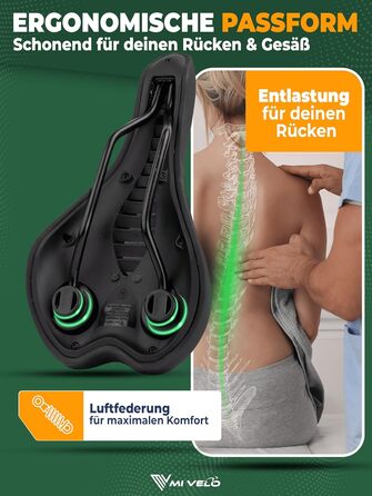 Велосипедне сідло MIVELO Comfort PRO з Memory Foam: дихаюче, зручне для жінок та чоловіків, ергономічне, для максимального комфорту (MTB)