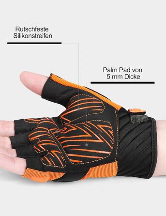 Рукавички Inbike для їзди на велосипеді, хаф-фінгери, захист пальців TPR та SCR, зелені (помаранчеві, M)