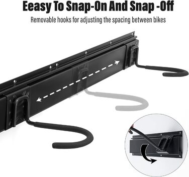 Стійка для зберігання велосипедів на стіну Sinoer на 6 велосипедів та 5 шлемів, з гачками для інструментів, для гаража або дому, вертикальна, внутрішня ширина 90 мм, 3 рейки, 16 дюймів